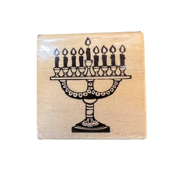 CraftSmart Menorah Hanukkah Rubber Stamp - Picture 1 of 4